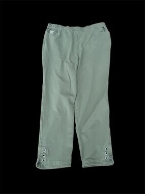 Quacker Factory DreamJeannes Ankle Pants Mint Green Rhinestone Heart pocket Xl